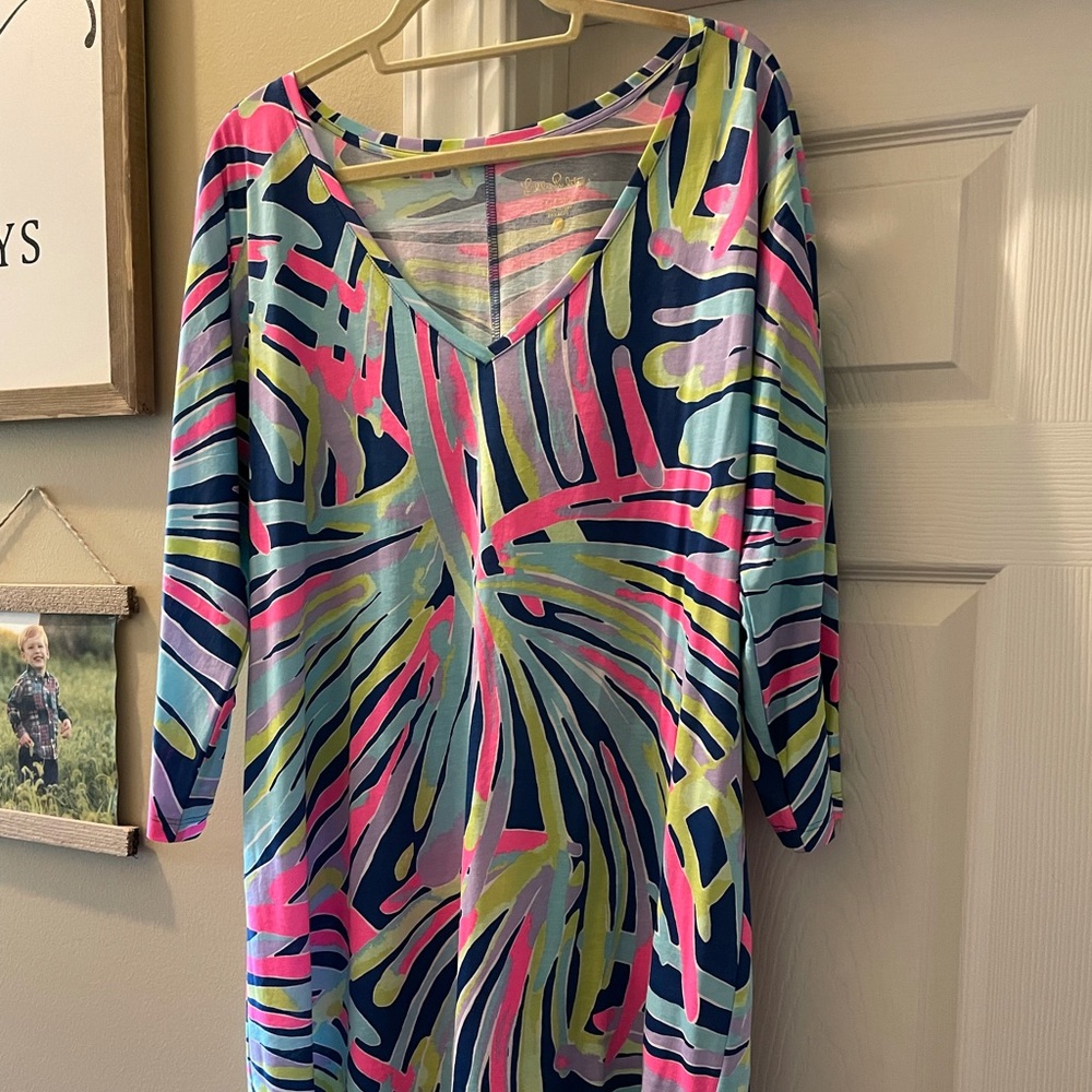 Lilly Pulitzer Multicolor Palm-Print Dress - Navy, Pink, Lime, Light Blue